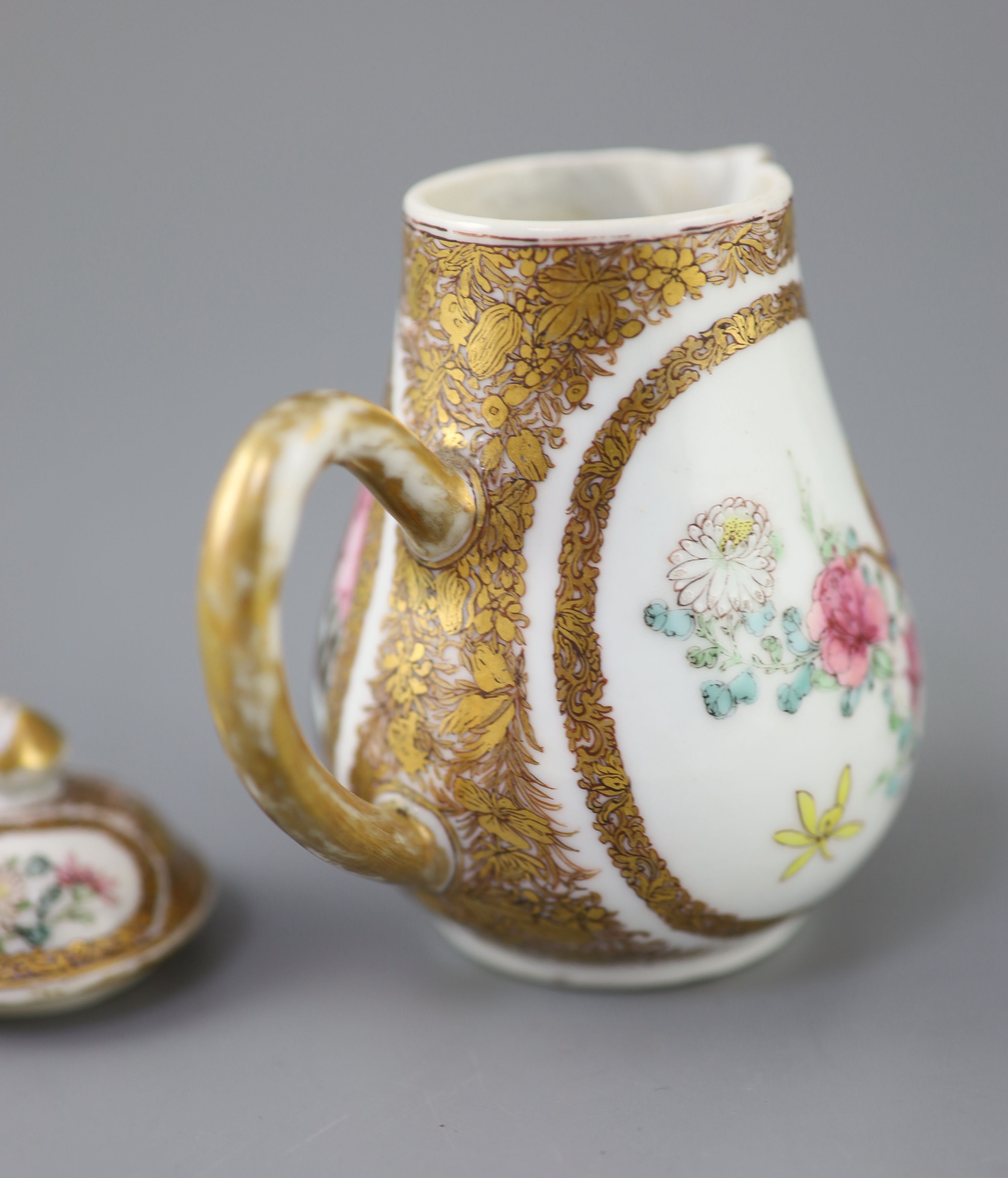 A Chinese famille rose covered jug, Yongzheng period (1723-35), 11.3cm high